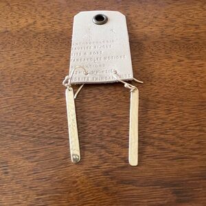 Anthropologie Gold Hammered Bar Earrings